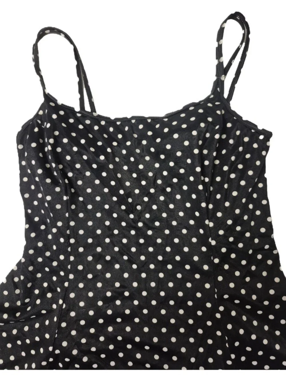 Longitude Black With White Vintage Polka Dot One Piece Swimsuit Dress Women's 10